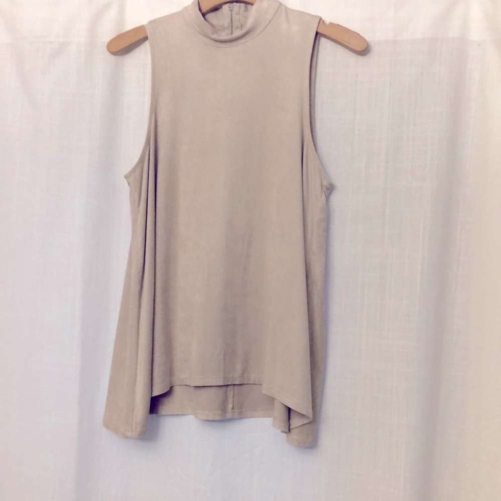 Beige Suede mock neck top